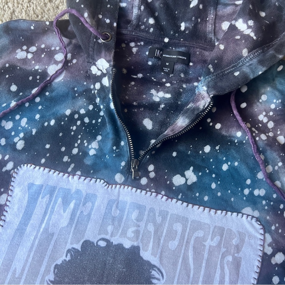 Jimi Hendrix Upcycled Purple Haze Inspired Hoodie Unique 1 of a Kind Tie Dye - Picture 7 of 16